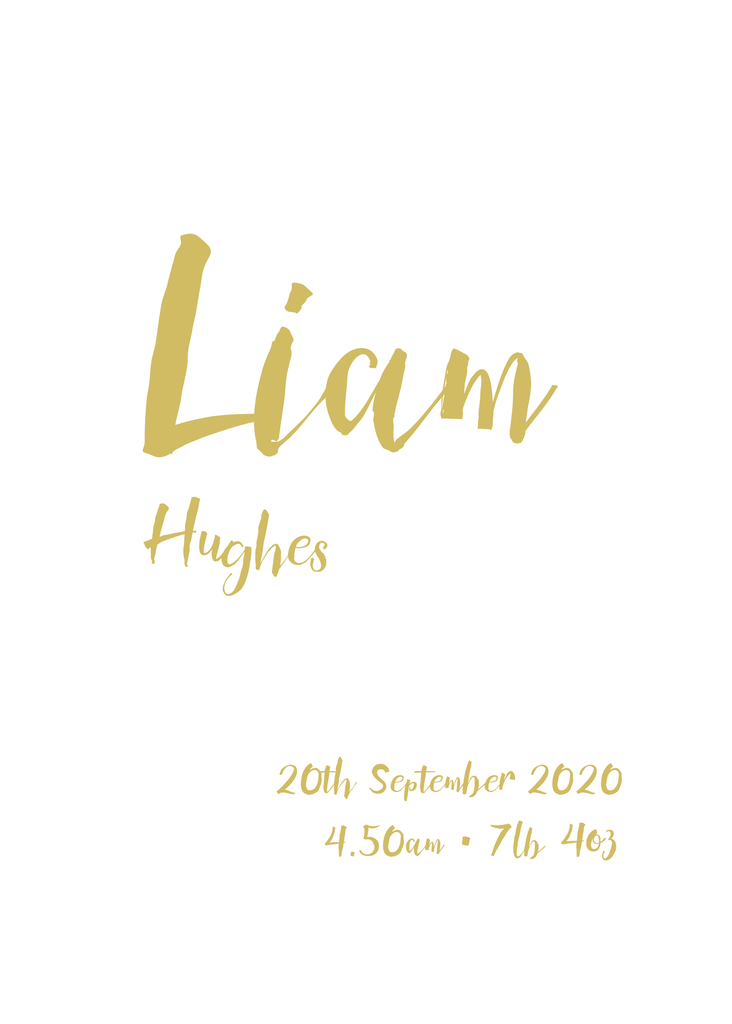 New Baby - Custom Gold Foil Print