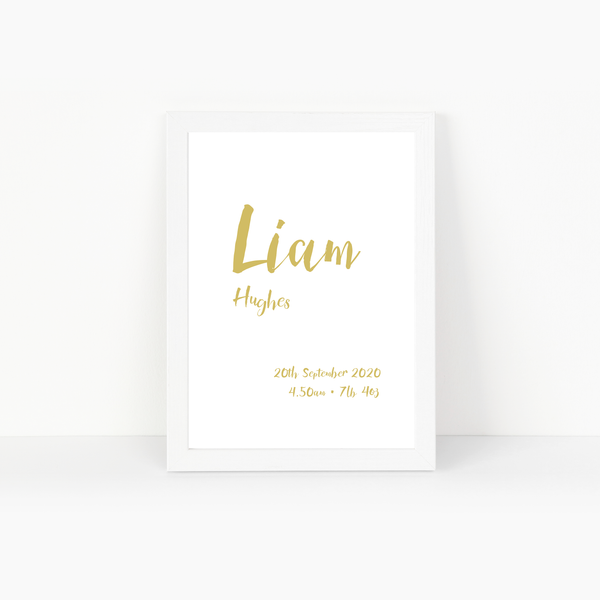 New Baby - Custom Gold Foil Print